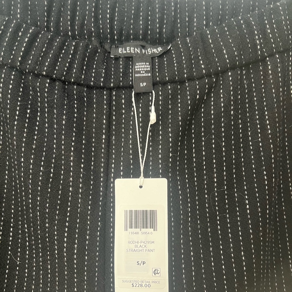 Eileen fisher black stripped pants